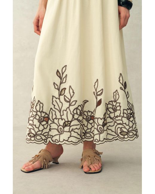 Fabrique Natural Vittra Embroidery And Woven Sleeveless Dress