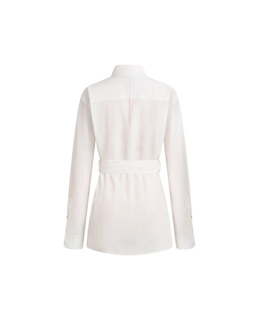 Fabrique Blue Faye Belted Roll Tab Sleeves Safari Blouse