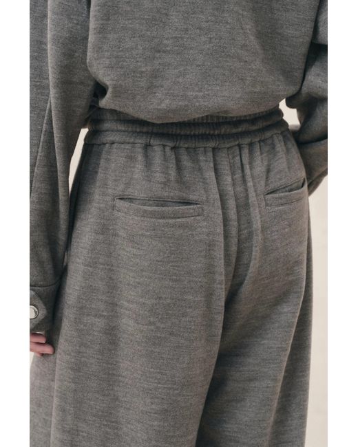 Fabrique Gray Miranda Pleated Drawstring Wide Leg Pants