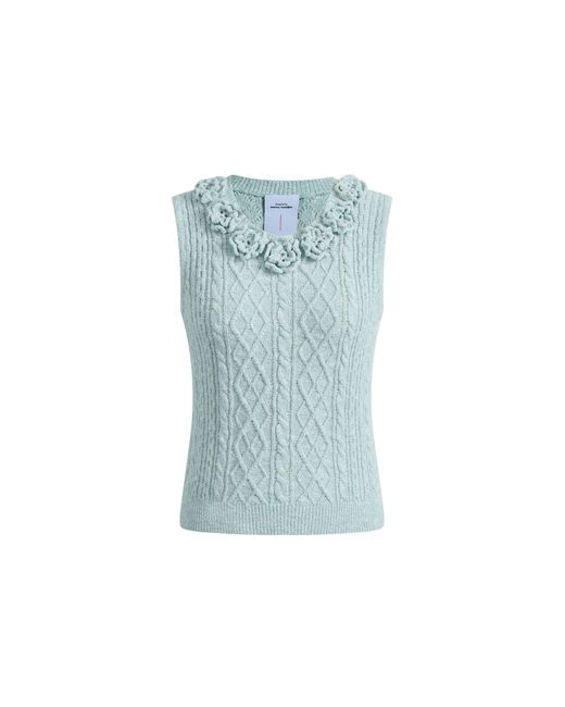 Fabrique Blue Freya Hand Crocheted Flowers Sleeveless Vest Top