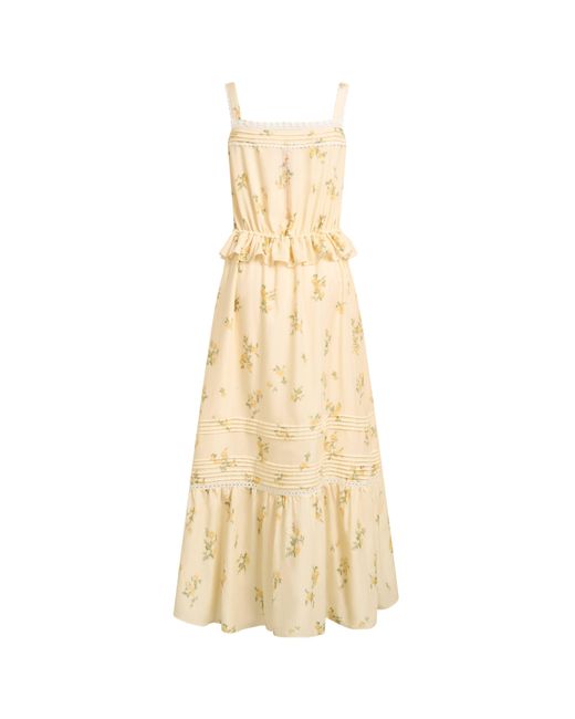 Fabrique Green Sylvia Floral Lace Trim Layered Sleeveless Cami Dress