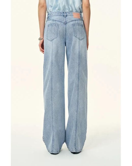 Fabrique Blue Calli Studded Beading Panel Straight Jeans
