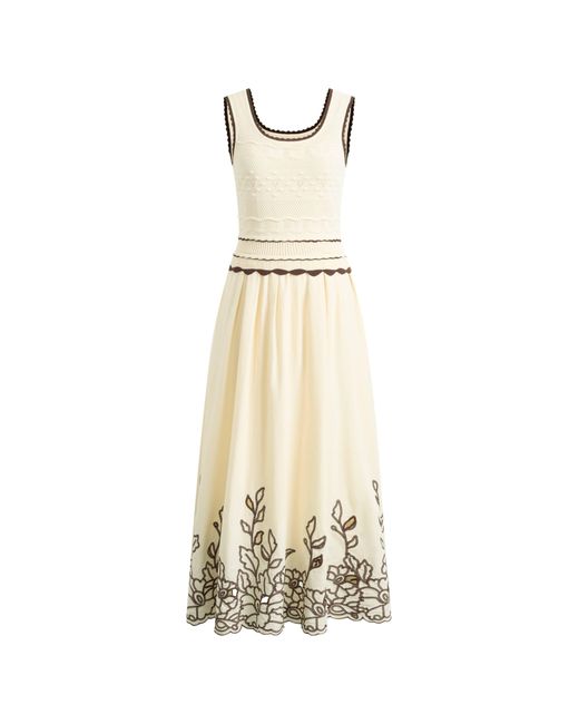 Fabrique Natural Vittra Embroidery And Woven Sleeveless Dress