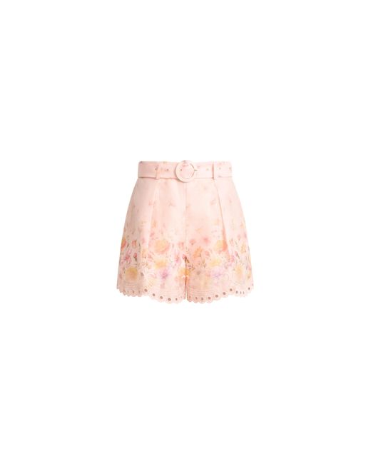 Fabrique Natural Lillian Handpainted Floral Embroidery Belted Shorts
