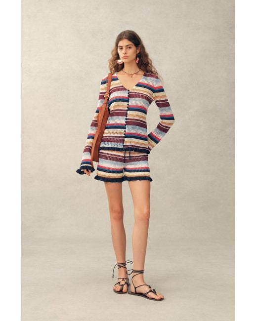 Fabrique Black Mavis Multi Stripe Knit Shorts