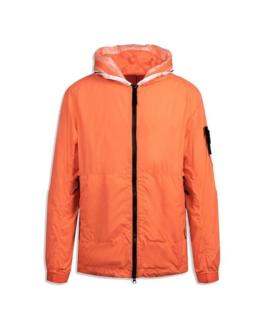 Stone Island Nylon Garment Dyed Jacket In Orange for Men | Lyst