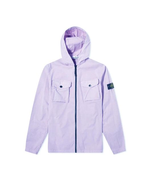 Stone Island Junior Hooded Over Shirt In Lilac in Purple for Men | Lyst
