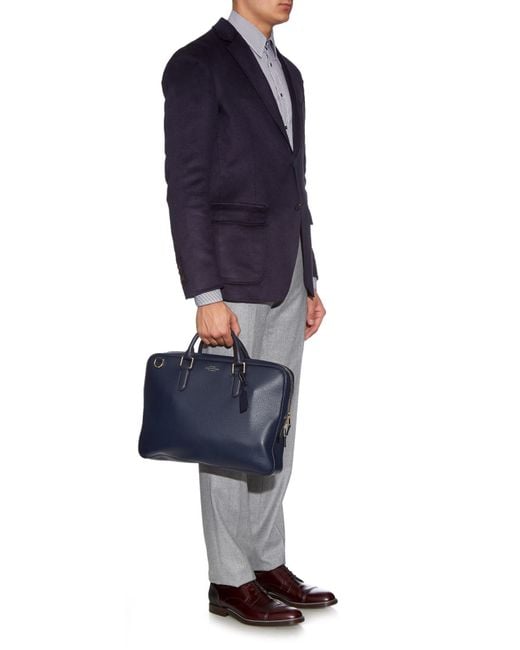 Smythson Leather Briefcase in Blue for Men | Lyst UK