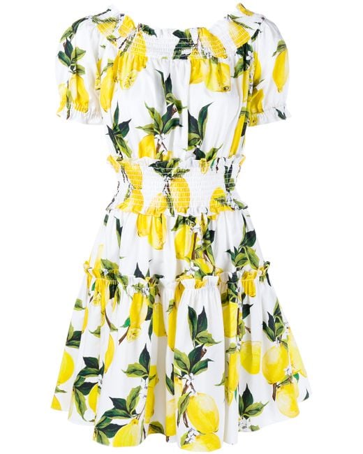 Dolce & Gabbana Multicolor Lemon Print Cotton Dress