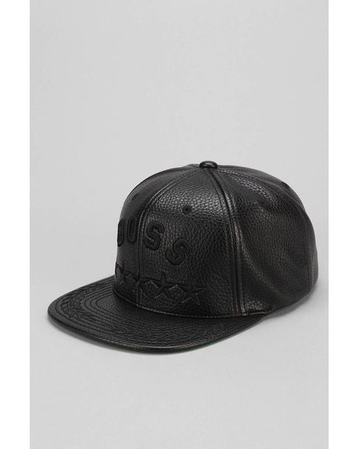Undefeated Black Boss Leather Snapback Hat for men