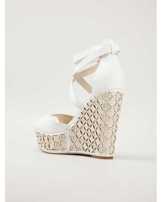Michael kors white wedges best sale