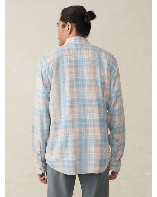 Faherty Brand Blue Long-Sleeve Breeze Shirt for men