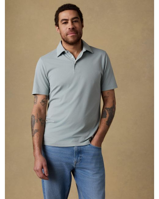 Faherty Brand Blue Short-Sleeve Movement&Trade; Pique Polo Shirt for men