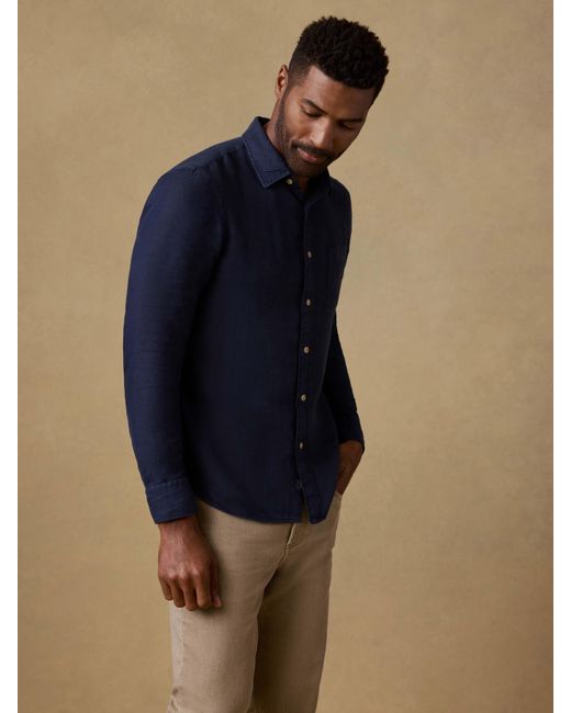 Faherty Brand Blue Laguna Linen Shirt for men