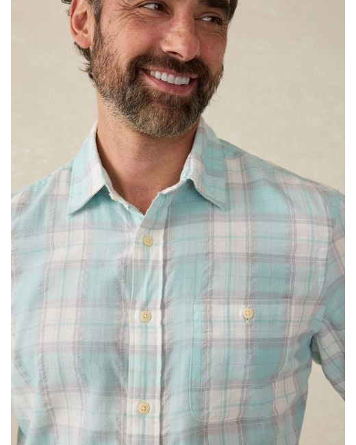 Faherty Brand Blue Delray Shirt for men