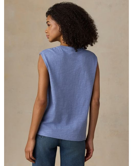 Faherty Brand Blue Sunwashed Organic Muscle Tank