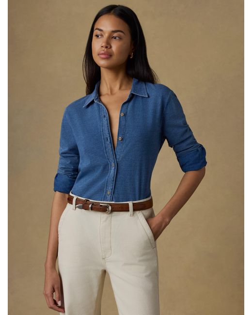 Faherty Brand Blue Sunwashed Knit Shirt