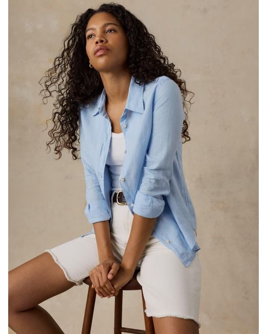 Faherty Brand Blue Laguna Linen Classic Shirt