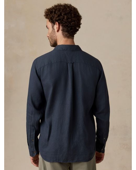 Faherty Brand Blue Sunwashed Linen Shirt for men