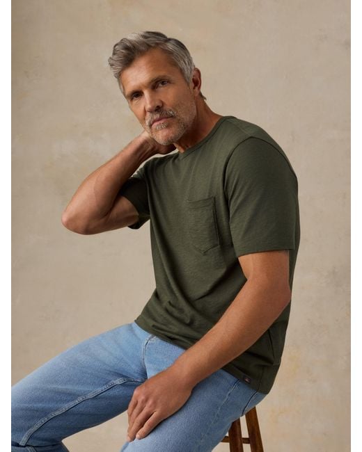 Faherty Brand Green Sunwashed Regenerative Pocket T-Shirt for men