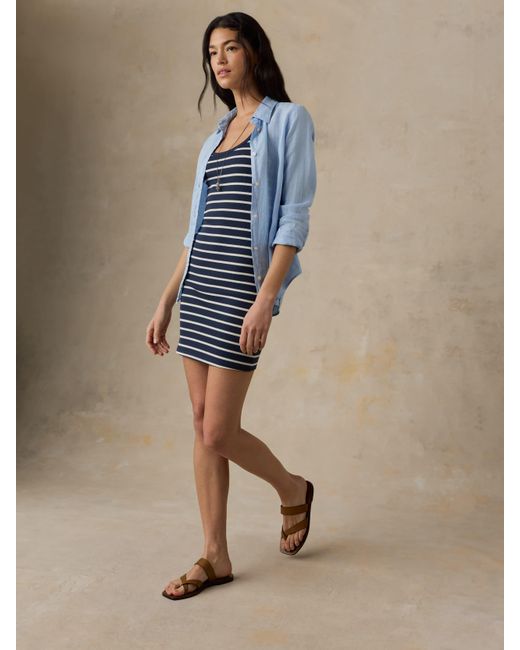 Faherty Brand Blue Surfside Rib Mini Dress