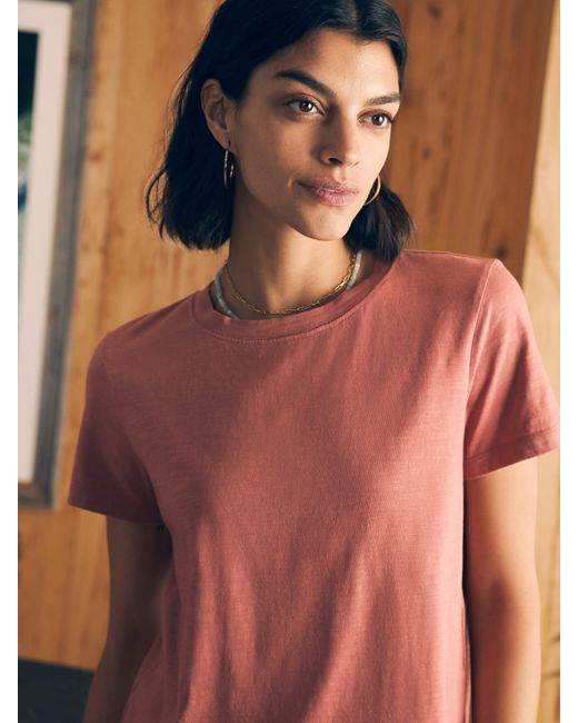 Faherty Brand Brown Sunwashed Cropped Crew T-shirt