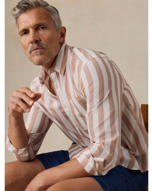 Faherty Brand Blue Long-Sleeve Weightless Cotton Shirt for men