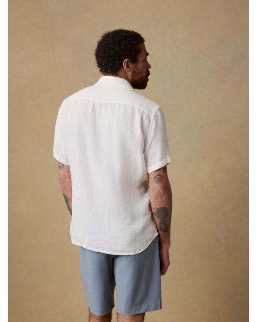 Faherty Brand White Short-Sleeve Palma Linen Shirt for men