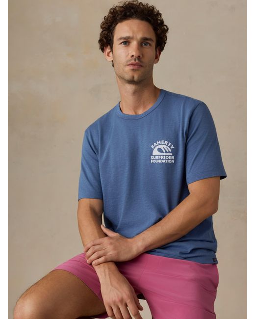 Faherty Brand Blue X Surfrider Sunwashed Regenerative T-Shirt for men
