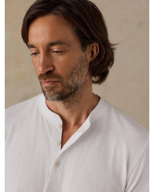 Faherty Brand White Short-Sleeve Sunwashed Regenerative Henley T-Shirt for men