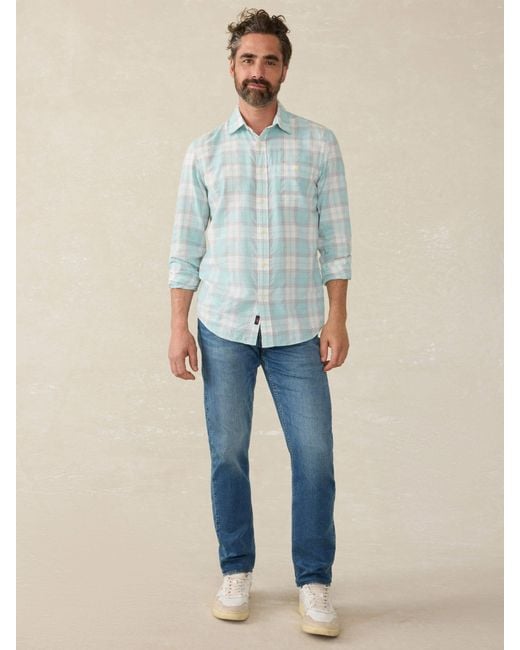 Faherty Brand Blue Delray Shirt for men