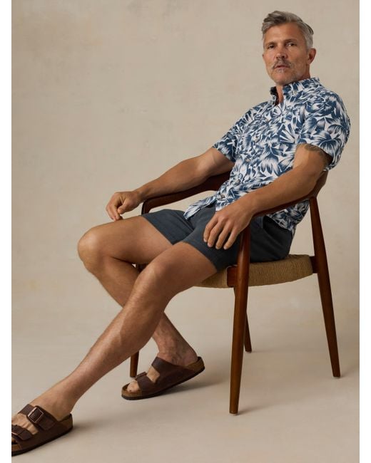 Faherty Brand Blue Short-Sleeve Breeze Shirt for men