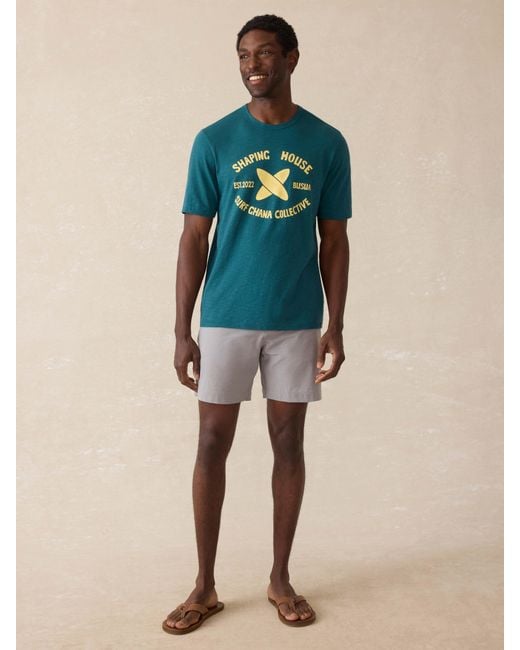 Faherty Brand Blue Surf Ghana Short-Sleeve Shaping House Graphic T-Shirt for men
