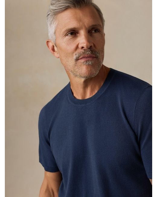 Faherty Brand Blue Short-Sleeve Sweater Tee for men
