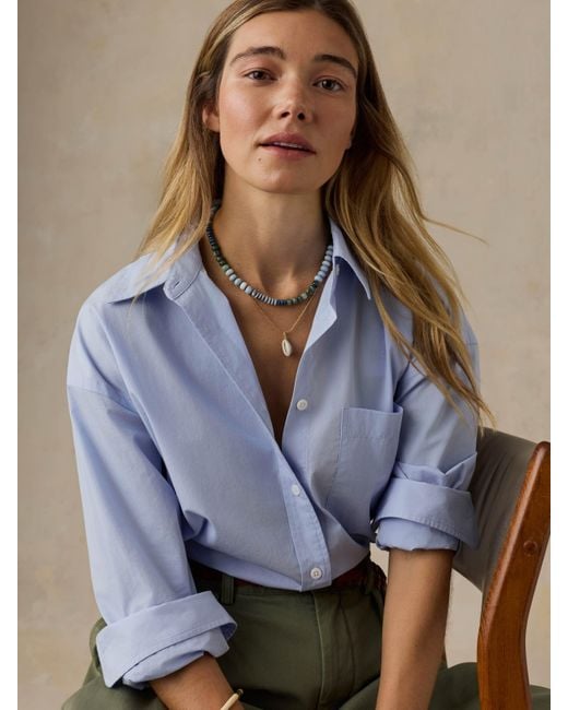 Faherty Brand Blue Coastal Poplin Relaxed Shirt
