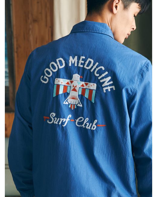 Faherty Brand Blue Steven Paul Judd Good Medicine Sunwashed Coaches Jacket for men