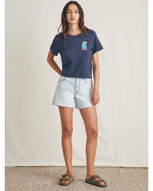 Faherty Brand Blue Surfrider Sunwashed Cropped T-shirt
