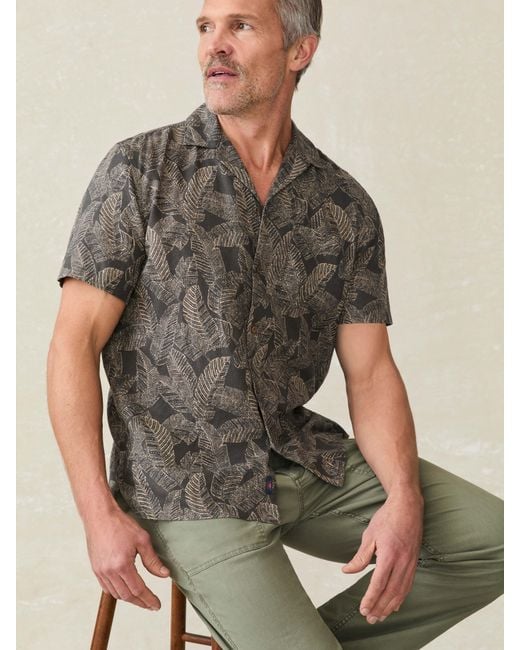 Faherty Brand Gray Short-Sleeve Breeze Camp Shirt for men