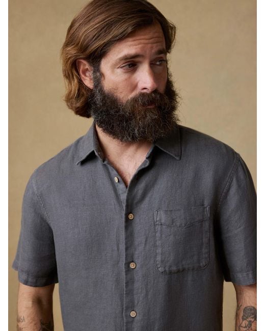Faherty Brand Gray Short-Sleeve Palma Linen Shirt for men