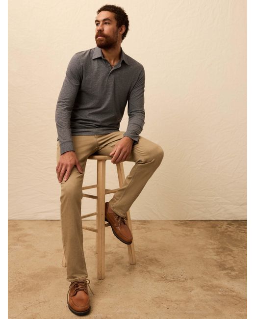 Faherty Brand Gray Long-Sleeve Pique Polo Shirt for men