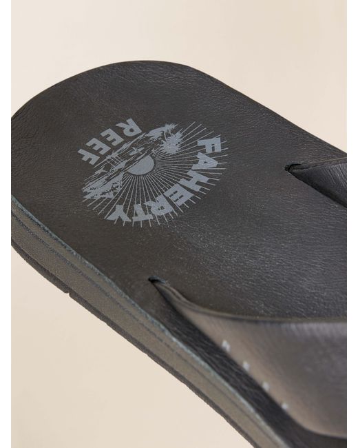 Faherty Brand Black X Reef Ojai Flip Flop Shoes for men