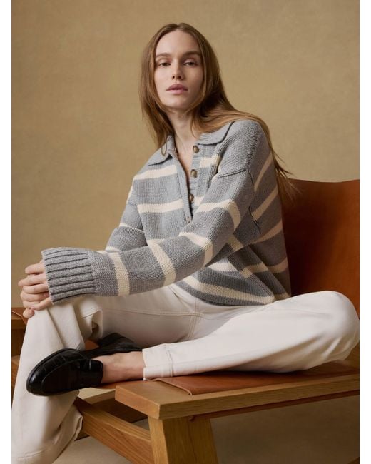 Faherty Brand Natural Sunwashed Cotton Polo Sweater
