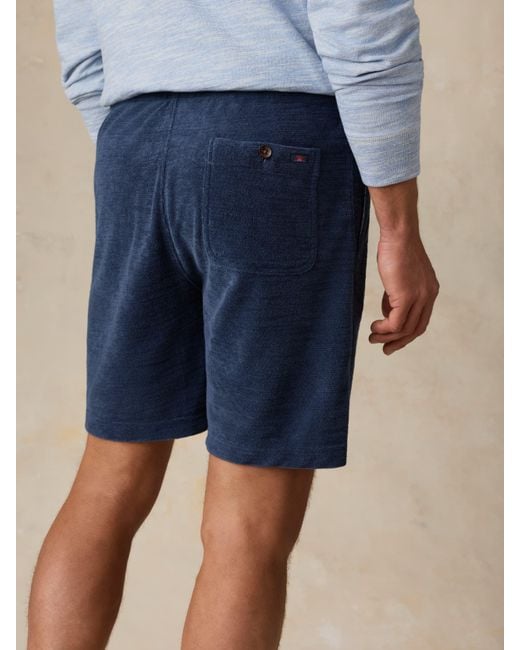 Faherty Brand Blue Cabana Towel Terry Sweatshort for men