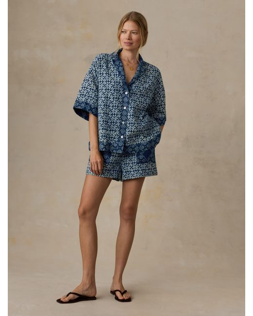 Faherty Brand Blue Dune Cotton Gauze Serena Short
