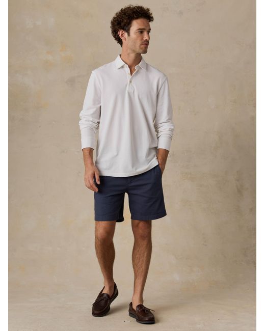 Faherty Brand Natural Long-Sleeve Sunwashed Pique Polo Shirt for men