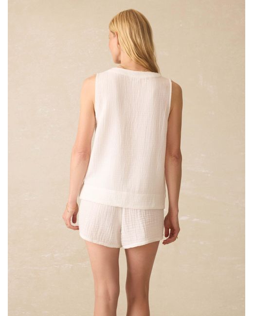 Faherty Brand Natural Dune Cotton Gauze Sleeveless Popover