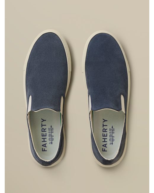 Faherty Brand Blue X Opie Way Slip On Sneaker for men