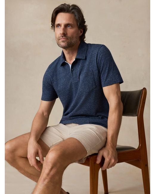 Faherty Brand Blue Short-Sleeve Breeze Polo Shirt for men