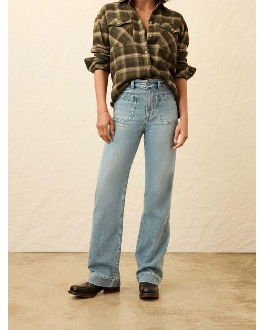 Faherty Brand Blue Stretch Terry Patch Pocket Pants