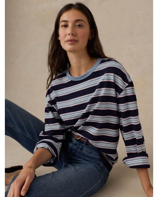 Faherty Brand Blue Sunwashed Long-Sleeve Retro T-Shirt